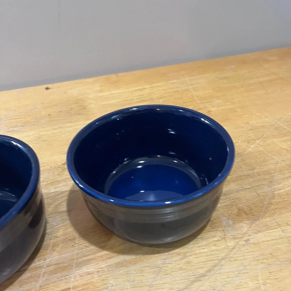 Fiesta‎ Cobalt Blue Chili Soup Gusto Bowls Set of 2 Ceramic Vtg MCM Art Deco 5